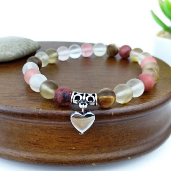 🍒 CHERRY QUARTZ HEART CHARM BRACELET 🍒 - Picture 5 of 5